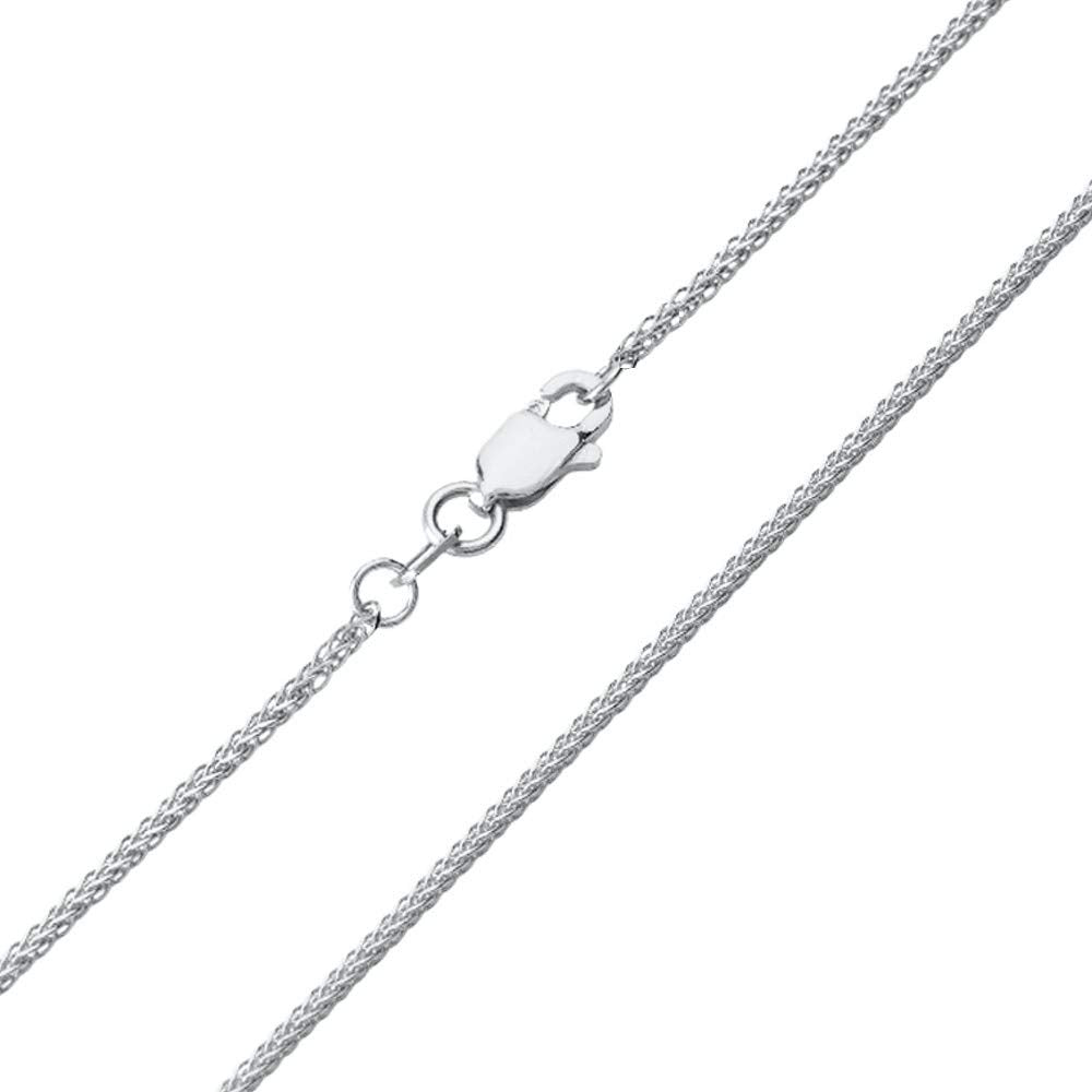 14K White Gold 1mm Wheat Chain Necklace with Lobster Clasp