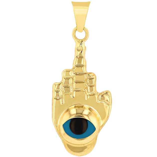 Lucchetta - 585 Gold Hamsa Fatima Hand Pendant, 0.47x0.66in - Faith And Protection - Women's Charms And Pendants Jewellery - Made In Italy - Foto 4