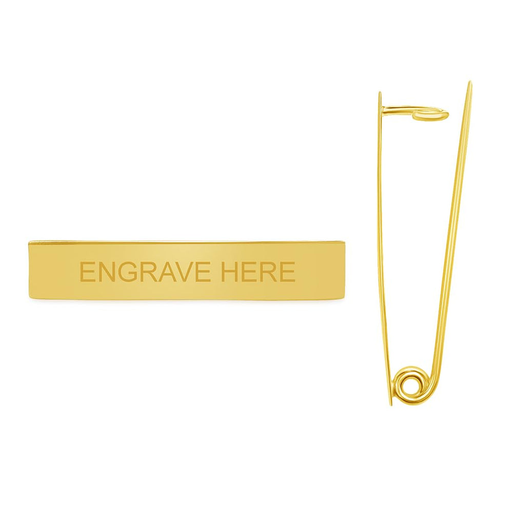 14k Yellow Gold Engravable Personalized Safety Pin Brooch