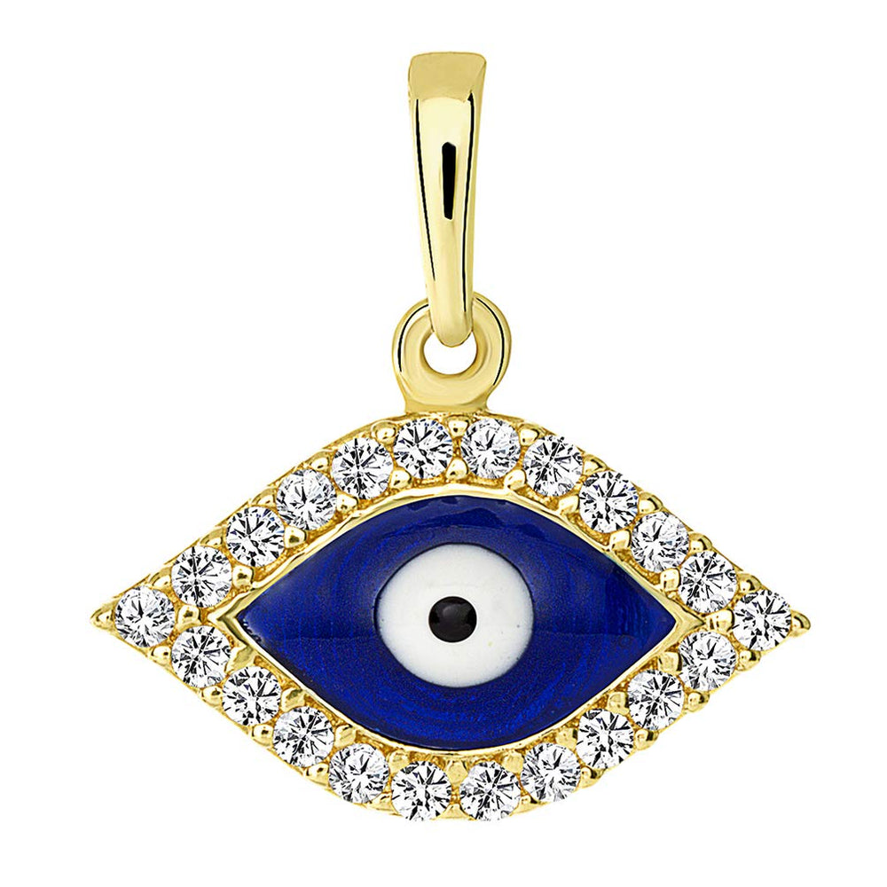 Solid 14k Gold Evil Eye Charm Pendant