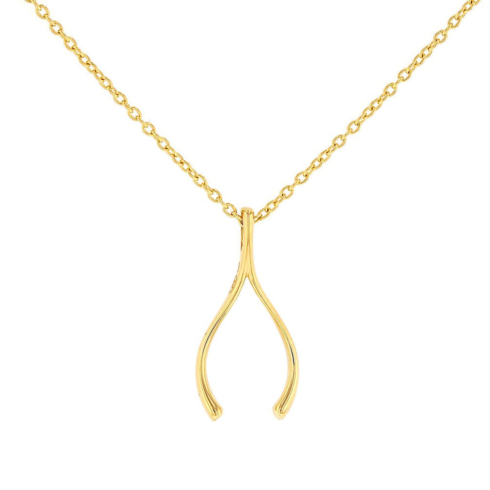 14K Yellow Gold Wishbone Protection Necklace
