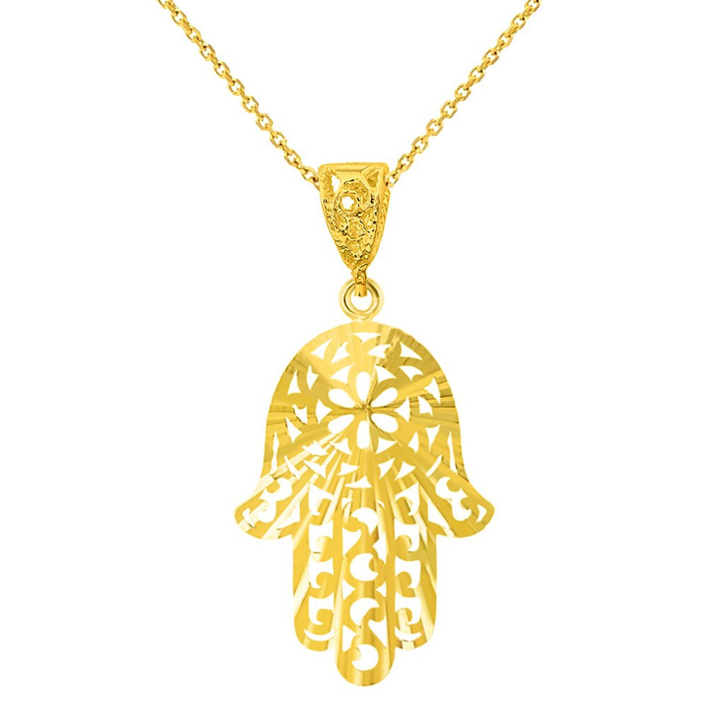 14K Yellow Gold Hand of Fatima Pendant