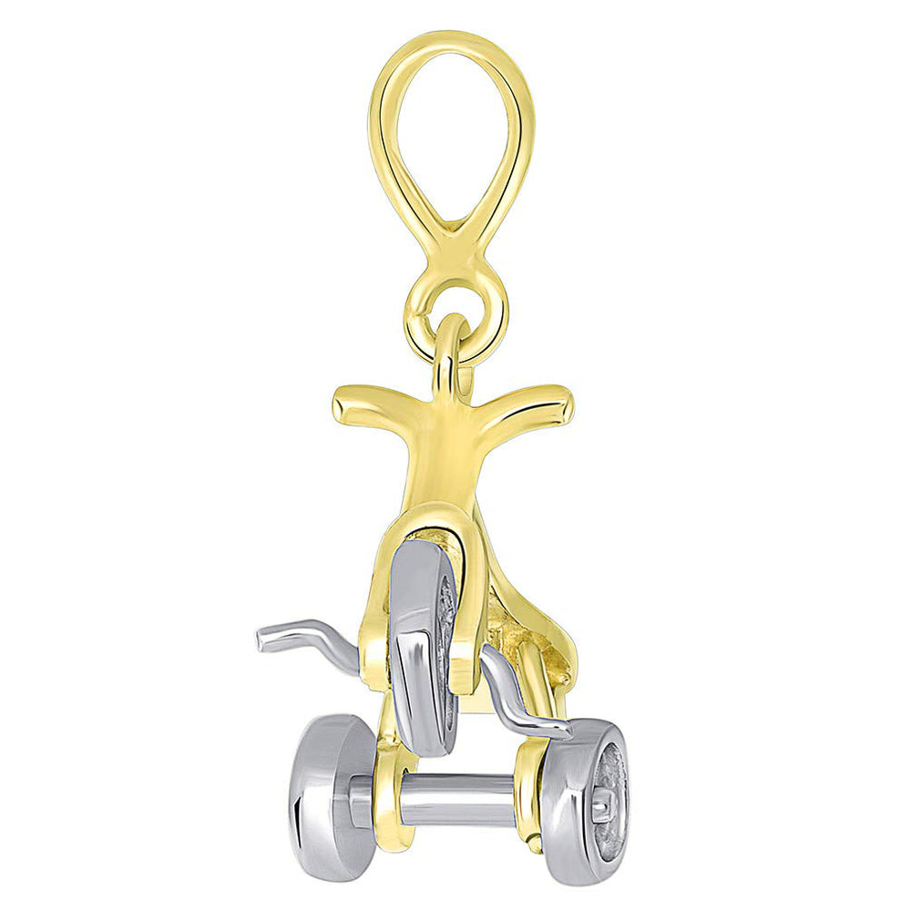 14K Two-Tone Gold 3-D Tricycle Pendant