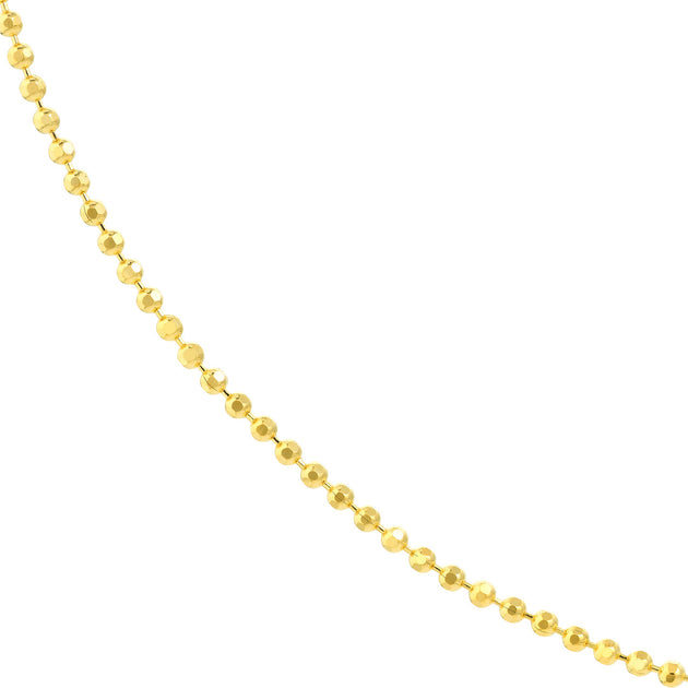 14k Yellow Gold Diamond-Cut Bead Chain (1.10 mm)
