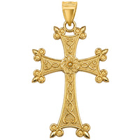 Load image into Gallery viewer, 14K Yellow Gold Traditional Armenian Eternity Cross Pendant - Medium Size

