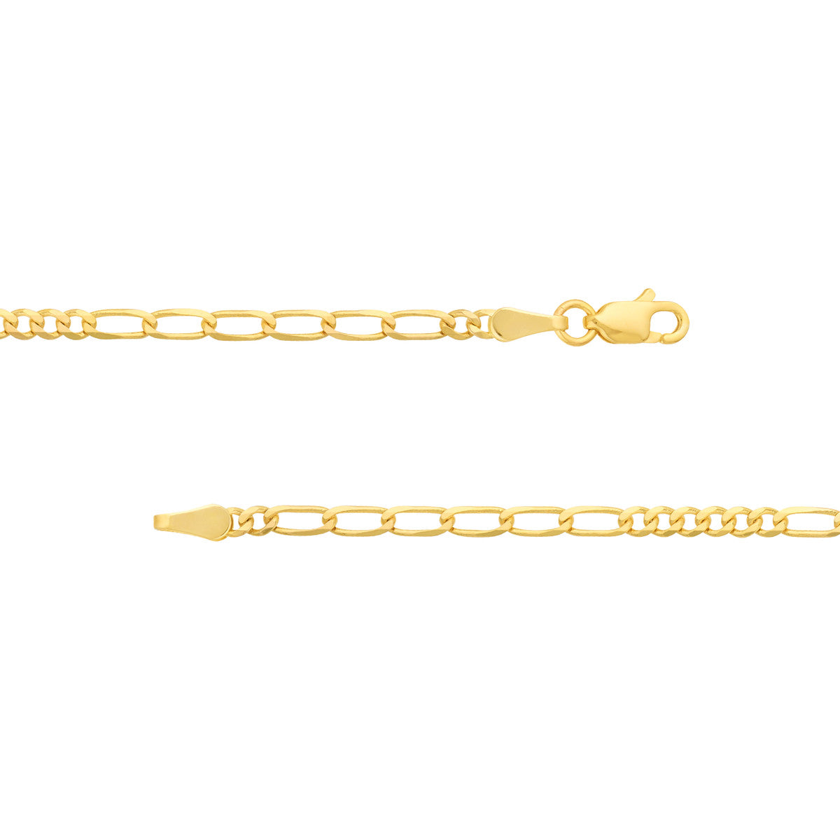 14K Gold 2.3mm 6+6 Figaro Chain Necklace with Lobster Lock
