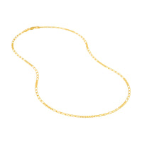 Load image into Gallery viewer, 14K Gold 2.3mm 6+6 Figaro Chain Necklace with Lobster Lock

