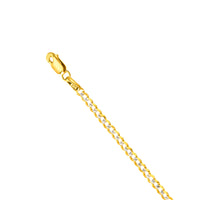 Load image into Gallery viewer, Solid 14K Yellow Gold 2.5mm Two Tone Pave Cuban Concave Link Chain Necklace with Lobster Claw Clasp
