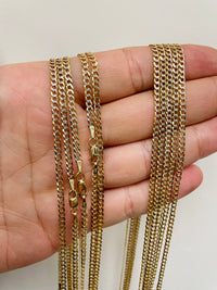 Load image into Gallery viewer, Solid 14K Yellow Gold 2.5mm Two Tone Pave Cuban Concave Link Chain Necklace with Lobster Claw Clasp
