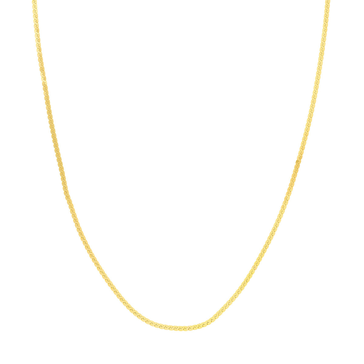 14K Gold 2mm Serpentine Chain Necklace with Lobster Lock