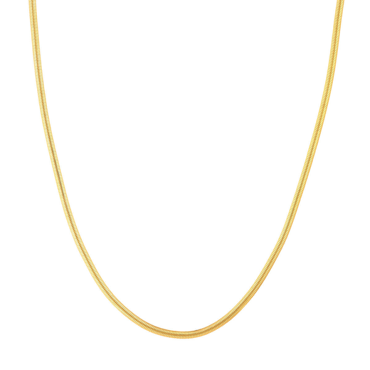 14K Gold 3.2mm Oval Snake Chain Necklace with Lobster Lock