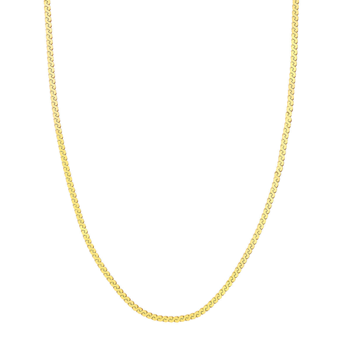 14K Gold 3mm Serpentine Chain Necklace with Lobster Lock