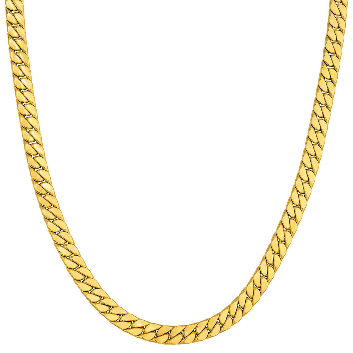 14K Yellow Gold 5.5mm Flat and Tight Miami Cuban Chain Necklace with Lobster Lock