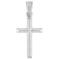 Load image into Gallery viewer, 14K White Gold Classic Latin Plain Cross Charm Pendant Necklace
