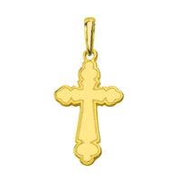 Load image into Gallery viewer, 14K Yellow Gold Dainty Cross Charm Eastern Orthodox Pendant with Cuban Necklace
