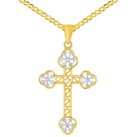 Load image into Gallery viewer, 14K Gold Eastern Orthodox Cross Charm Pendant Necklace - Yellow Gold
