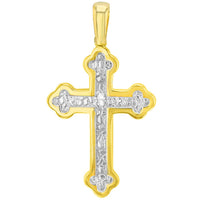 Load image into Gallery viewer, 14K Yellow Gold Elegant Eastern Orthodox Cross Pendant with Cuban Necklace
