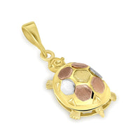 Load image into Gallery viewer, 14K Gold Fancy Turtle Charm Animal Pendant with Figaro Chain Necklace - Tri-Color Gold
