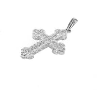 Load image into Gallery viewer, 14K White Gold Filigree Eastern Orthodox Cross Charm Pendant Necklace
