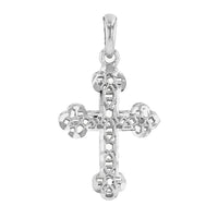 Load image into Gallery viewer, 14K White Gold Filigree Eastern Orthodox Cross Charm Pendant Necklace
