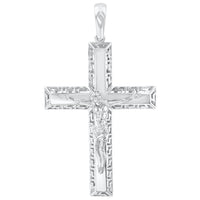 Load image into Gallery viewer, 14K White Gold Large Cross Greek Key Pattern Crucifix Pendant
