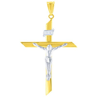 Load image into Gallery viewer, 14K Two-Tone Gold Passion Cross with Jesus Christ Crucifix Pendant
