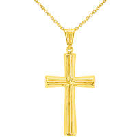 Load image into Gallery viewer, 14K Yellow Gold Plain Polished Religious Cross Crucifix Pendant Necklace
