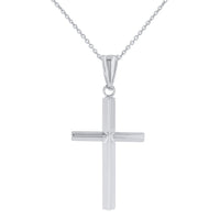 Load image into Gallery viewer, High Polished 14K Gold Plain Slender Cross Pendant with Chain Necklace - White Gold
