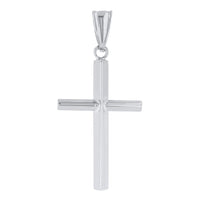 Load image into Gallery viewer, High Polished 14K Gold Plain Slender Cross Pendant with Chain Necklace - White Gold
