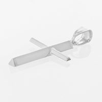 Load image into Gallery viewer, High Polished 14K Gold Plain Slender Cross Pendant with Chain Necklace - White Gold
