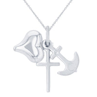 Load image into Gallery viewer, 14K White Gold Polished Faith Hope Love Charm Religious Pendant Necklace
