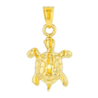 Load image into Gallery viewer, 14K Yellow Gold Polished Good Luck Sea Turtle Charm Animal Pendant
