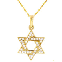 Load image into Gallery viewer, 14K Gold Small Simple Jewish Star of David with Cubic Zirconia Charm Pendant
