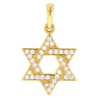 Load image into Gallery viewer, 14K Gold Small Simple Jewish Star of David with Cubic Zirconia Charm Pendant
