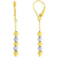 Load image into Gallery viewer, 14K Two Tone Gold Textured Layered Ball Dangling Drop Threader Earrings, 4mm
