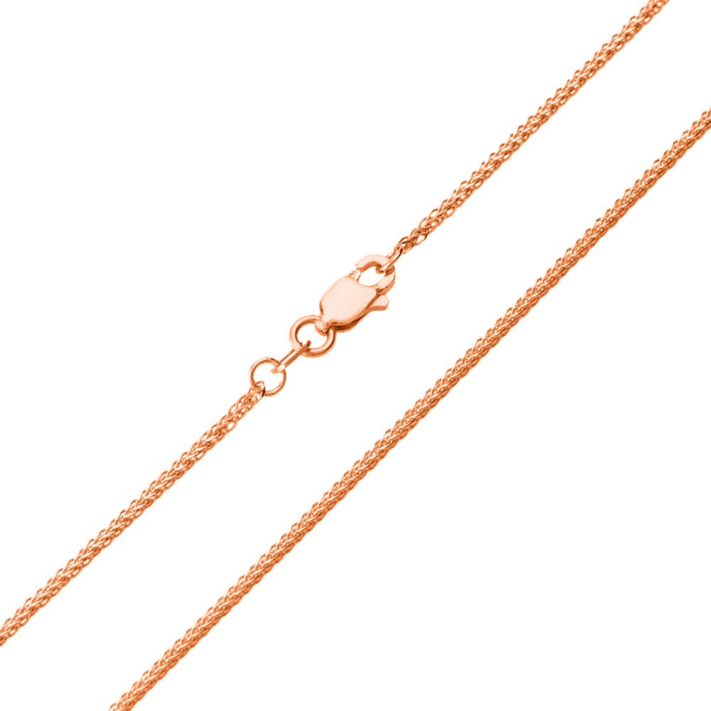 14K Rose Gold 1mm Wheat Chain with Lobster Clasp Necklace