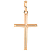 Load image into Gallery viewer, 14K Solid Rose Gold Traditional Simple Religious Cross Pendant Necklace
