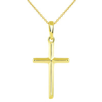 Load image into Gallery viewer, 14K Solid Yellow Gold Traditional Simple Religious Cross Pendant Necklace
