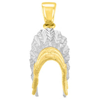 Load image into Gallery viewer, 14K Solid Yellow Gold War Bonnets Charm Native American Pendant with Figaro Chain Necklace
