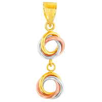 Load image into Gallery viewer, 14K Tri-Color Gold Double Love Knot Dangling Pendant Necklace
