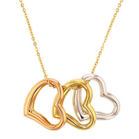 Load image into Gallery viewer, Jewelry America 14K Tri-Color Gold Polished Three Open Heart Necklace
