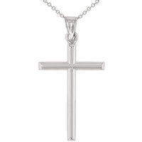 Load image into Gallery viewer, 14K White Gold Classic Latin Plain Cross Pendant Necklace
