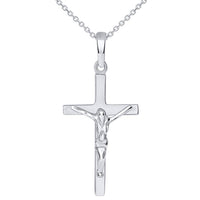 Load image into Gallery viewer, Solid 14K White Gold Simple Cross Jesus Crucifix Charm Pendant Necklace
