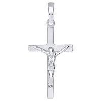 Load image into Gallery viewer, Solid 14K White Gold Simple Cross Jesus Crucifix Charm Pendant Necklace
