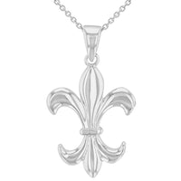 Load image into Gallery viewer, Solid 14K White Gold Simple Fleur de Lis Charm Pendant Necklace
