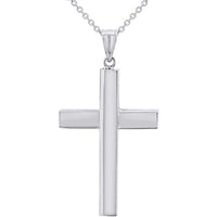 Load image into Gallery viewer, 14K White Gold Traditional Religious Plain Cross Pendant with Chain Necklace
