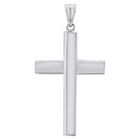 Load image into Gallery viewer, 14K White Gold Traditional Religious Plain Cross Pendant with Chain Necklace
