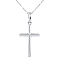 Load image into Gallery viewer, 14K Solid White Gold Traditional Simple Religious Cross Pendant Necklace
