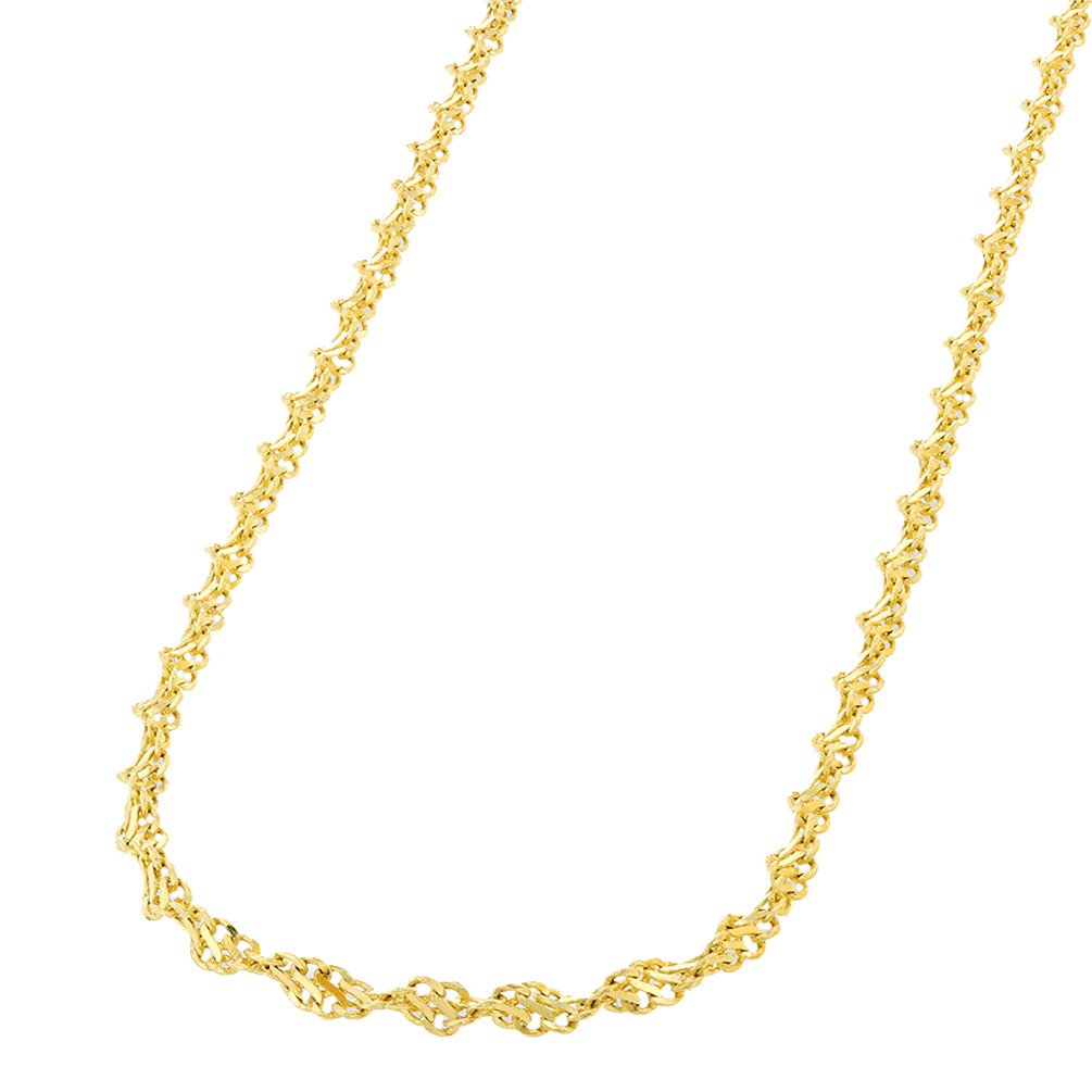 14K Yellow Gold 1.8mm Singapore Chain Twisted Rope Necklace with Lobster Clasp