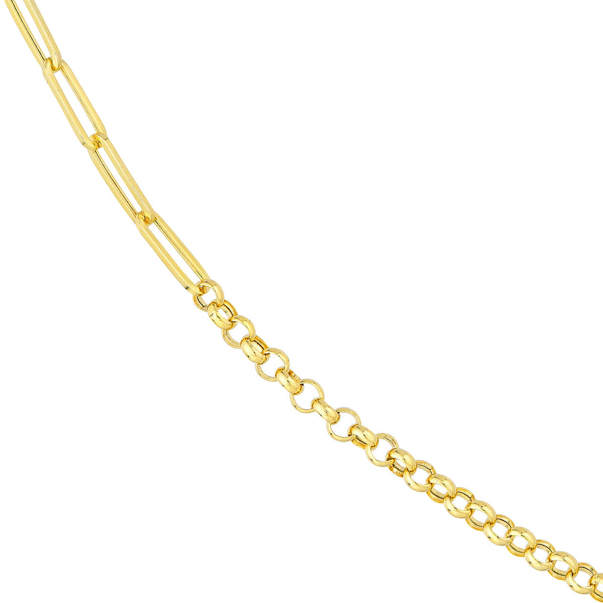 14K Yellow Gold 3.8mm Half Paperclip and Half Rolo Chain Necklace with Lobster Lock (50/50 chain)